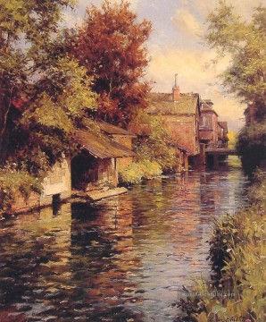  Aston Malerei - Sunny Afternoon auf dem Kanal Landschaft Louis Aston Knight Fluss